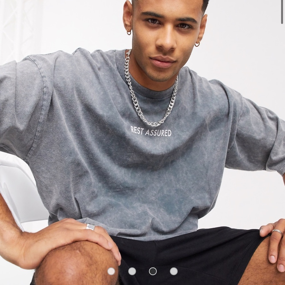 ASOS Oversized Heavyweight T-Shirt “REST ASSURED” Mens Size Small